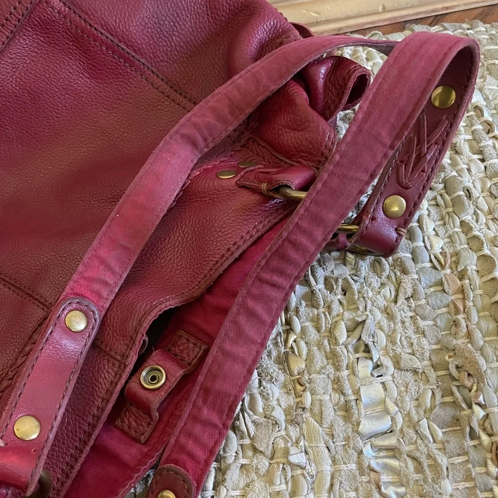 Lucky Brand Genuine Leather  Large Tote Dark Red. Laptop Size